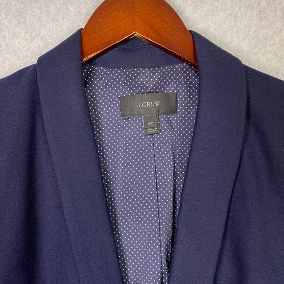 J.Crew Blazer Women's Size 4 Tall Navy Blue Wool Blend One-Button Casual Formal - Picture 2 of 11